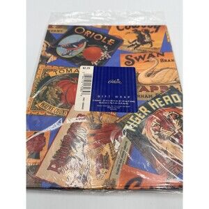Gibson Vintage Style Fruit Crate Label Collage Gift Wrap Paper 2 Sheets 20"x30"